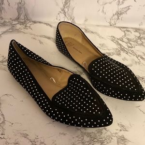 Never worn black and silver flats